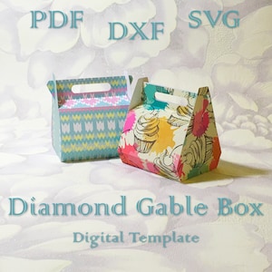 Boîte à pignon losanges, boîte à friandises, boîte-cadeau, modèle numérique, décoration de fête, fichiers coupés, SVG PDF DXF, Silhouette, Cricut