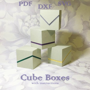 Caja cúbica, elegante caja para obsequios, caja para anillos, regalo de cumpleaños, plantilla digital, archivo de corte, Silhouette Cameo, SVG, DXF, PDF, Cricut