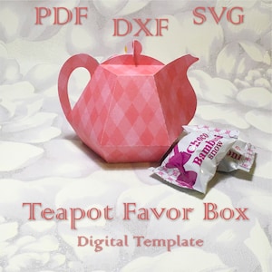 Teapot Favor Box, Wedding Favor Gift Treat, Birthday, Party Decor, Digital Template, Cut File, SVG DXF PDF, Silhouette Cameo, Cricut