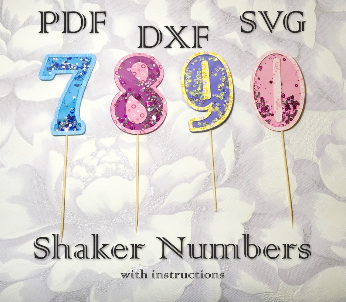 Shaker Numbers Cake Toppers Party Decoration SVG PDF DXF Etsy