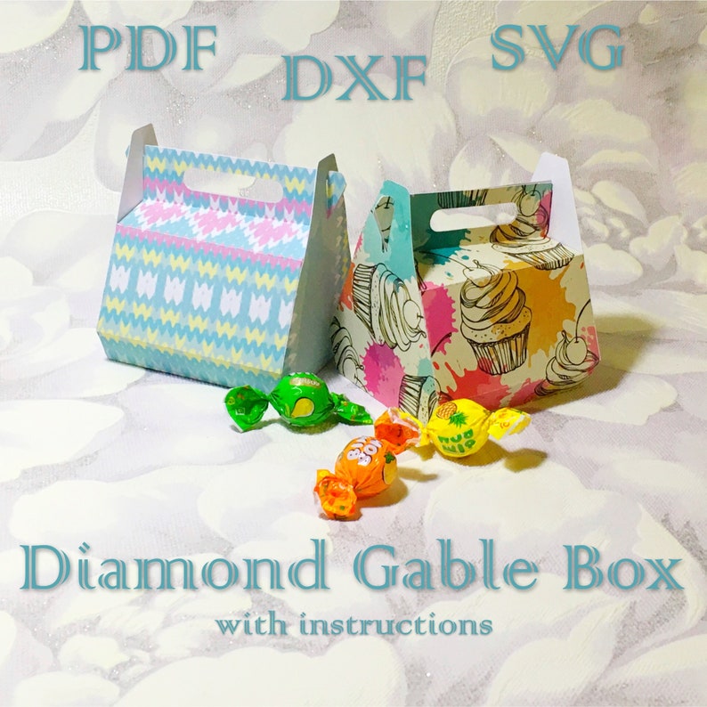 Diamond Gable Box, Treat Box, Gift Box, Digital Template, Party ...