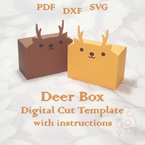 Hertendoos, Verjaardag, 3D, Vakantie, Baby Shower Gunst, Treat Box, Digitale Sjabloon, Cut File, Silhouet Cameo, SVG DXF PDF Cricut