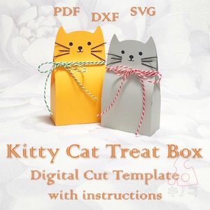 Kitty Cat Treat Box, Cadeau de bonbons, Faveur de fête pour enfants, Boîte de faveur de baby shower, Modèle numérique, Fichier coupé, Silhouette Cameo, SVG DXF PDF Cricut