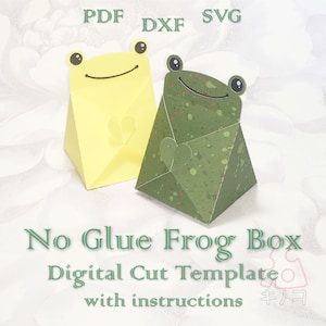 Kein Kleber Frosch Box, Geburtstag, 3D, Urlaub, Babypartybevorzugung, Lecker Frosch Box, digitale Vorlage, Schnittdatei, Silhouette Cameo, SVG DXF PDF Cricut