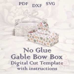 No Kleber Giebelbogen Box, Hochzeit Gunsten Box, Geburtstag Box, Baby Shower Box, digitale Vorlage, geschnitten Datei, Silhouette Cameo, SVG DXF PDF Cricut