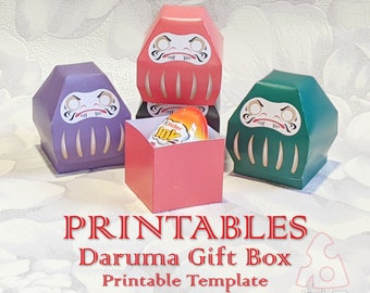 Printable Daruma Gift Box, Printable Lucky Box, Japanese Talisman Box, Party Decor, Instant Download, Paper Printable PDF Art Kit, Hand Cut