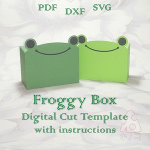 Froggy Box, Verjaardag, 3D, Vakantie, Baby Shower Gunst, Treat Frog Box, Digitale Sjabloon, Cut File, Silhouet Cameo, SVG DXF PDF Cricut