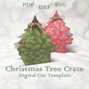 Caisse de sapin de Noël, cadeau de bonbons, bonbonnière, nouvel an, boîte à friandises, modèle numérique, fichier de coupe, camée silhouette, SVG DXF PDF Cricut