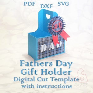 Vaderdag cadeau houder, verjaardag, 3D, baby shower gunst, traktatie vak, digitale sjabloon, bestand knippen, Silhouette Cameo, SVG DXF PDF Cricut