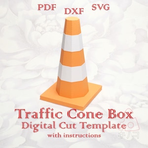 Traffic Cone Gift Box, Birthday Gift, Kid&#39;s Party Box, Home Decor Box, Digital Template, Cut File, Silhouette Cameo, SVG DXF PDF Cricut