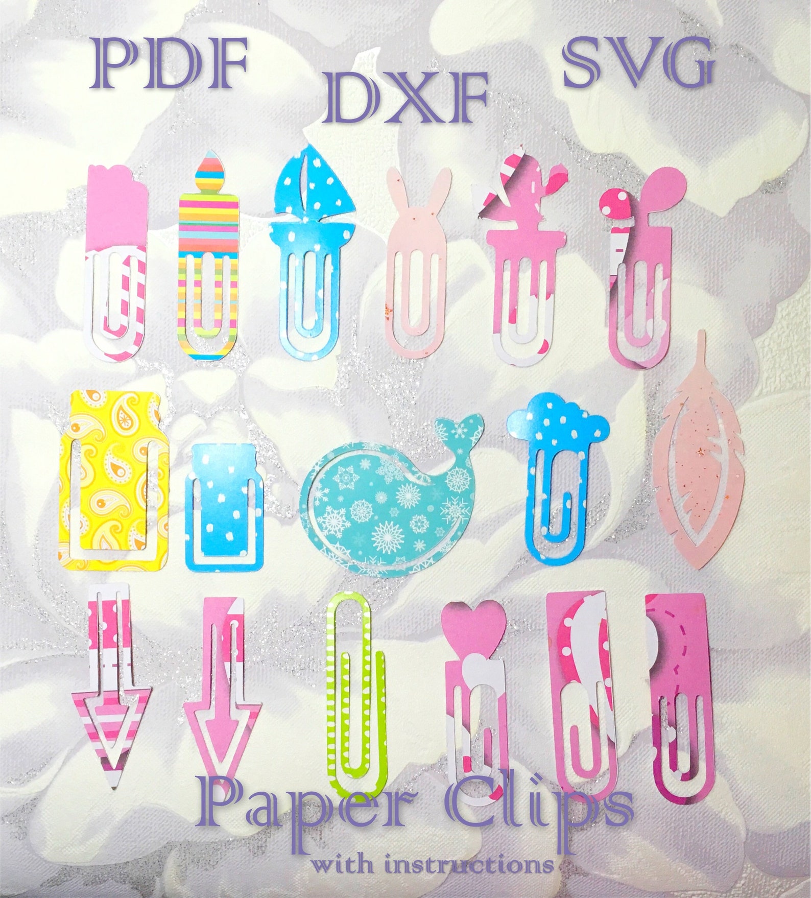 Paper Clips Cut Files Bookmarks PDF SVG DXF Silhouette Etsy