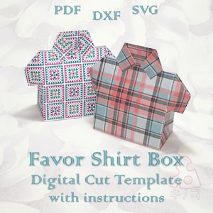 Favor Shirt Box, Fathers Day, Birthday, 3D, Baby Shower Favor, Treat Box, Digital Template, Cut File, Silhouette Cameo, SVG DXF PDF Cricut