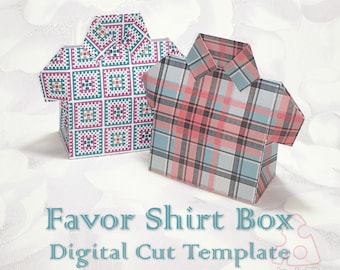 Favor Shirt Box, Fathers Day, Birthday, 3D, Baby Shower Favor, Treat Box, Digital Template, Cut File, Silhouette Cameo, SVG DXF PDF Cricut