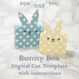 Bunny Box, Geburtstag, 3D, Urlaub, Baby Shower Gastgeschenk, Leckerlibox, digitale Vorlage, Plotterdatei, Silhouette Cameo, SVG DXF PDF Cricut
