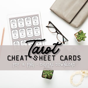 Tarot Cheat Sheet Cards | Tarot Card Meanings | Tarot Printable Deck | Learn Tarot | Beginners Tarot | How to Read Tarot | Easy Tarot