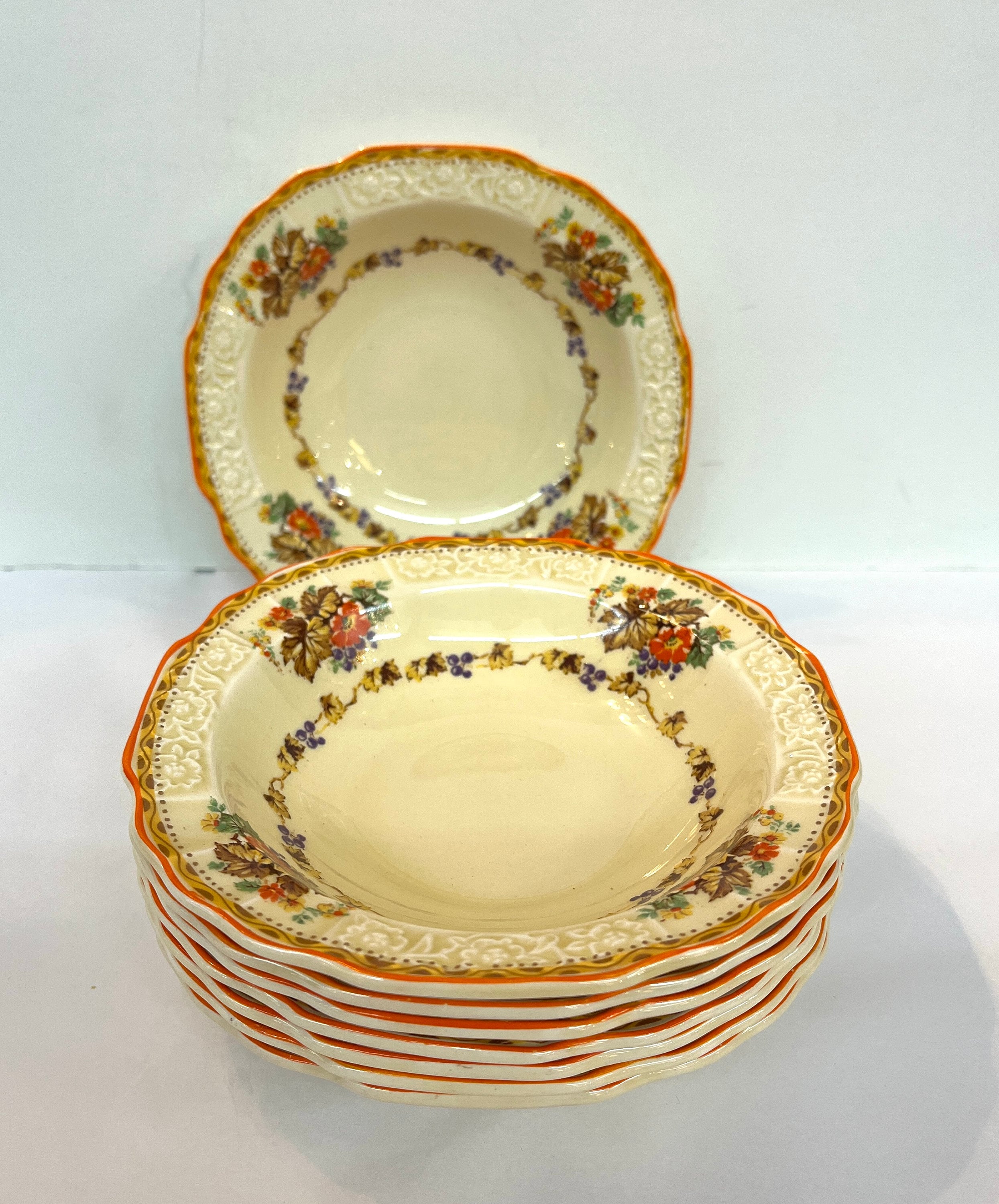 Set of 8 Vintage Myott Staffordshire of England Small Rimmed Fruit