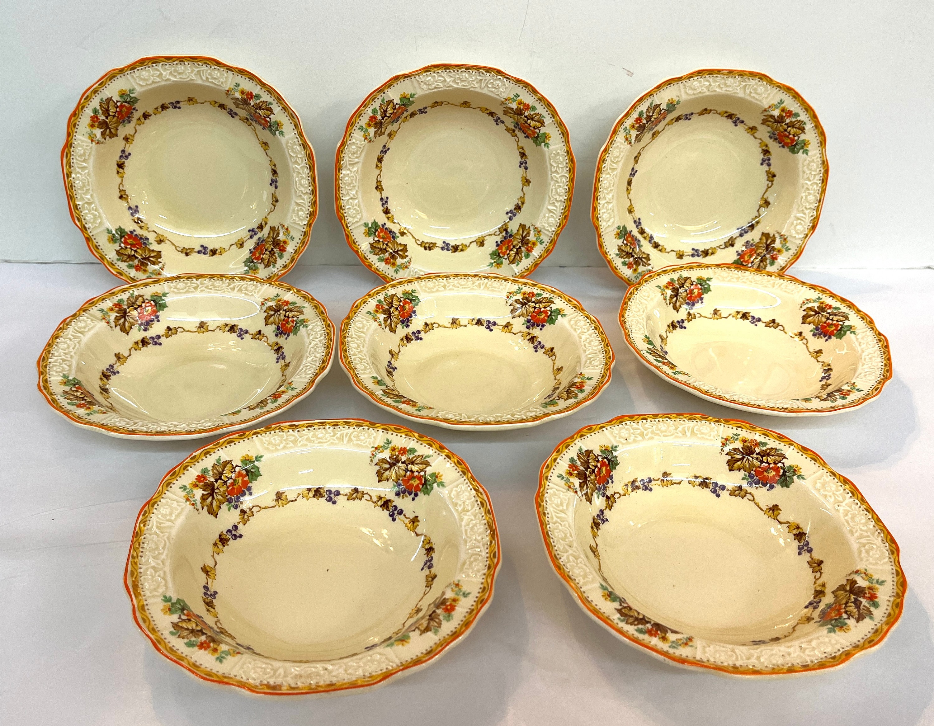 希少 イギリス製 ヴィンテージ Myott ミヨット 食器セット 6枚セット Set of 8 Vintage Myott Staffordshire of England Small Rimmed Fruit