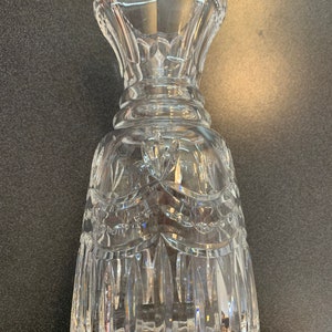Vintage Heavy Blown Crystal Water Carafe, Generously Sized at 8.75&quot; Tall, in Mint Condition, Elegant Crystal Table Ware