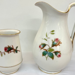 Vintage Haviland Limoges Porcelain Mini Pitcher/Vase and Tooth Brush Holder, Hallmarked Porcelain, Circa 1950-60, set of 2 Pieces