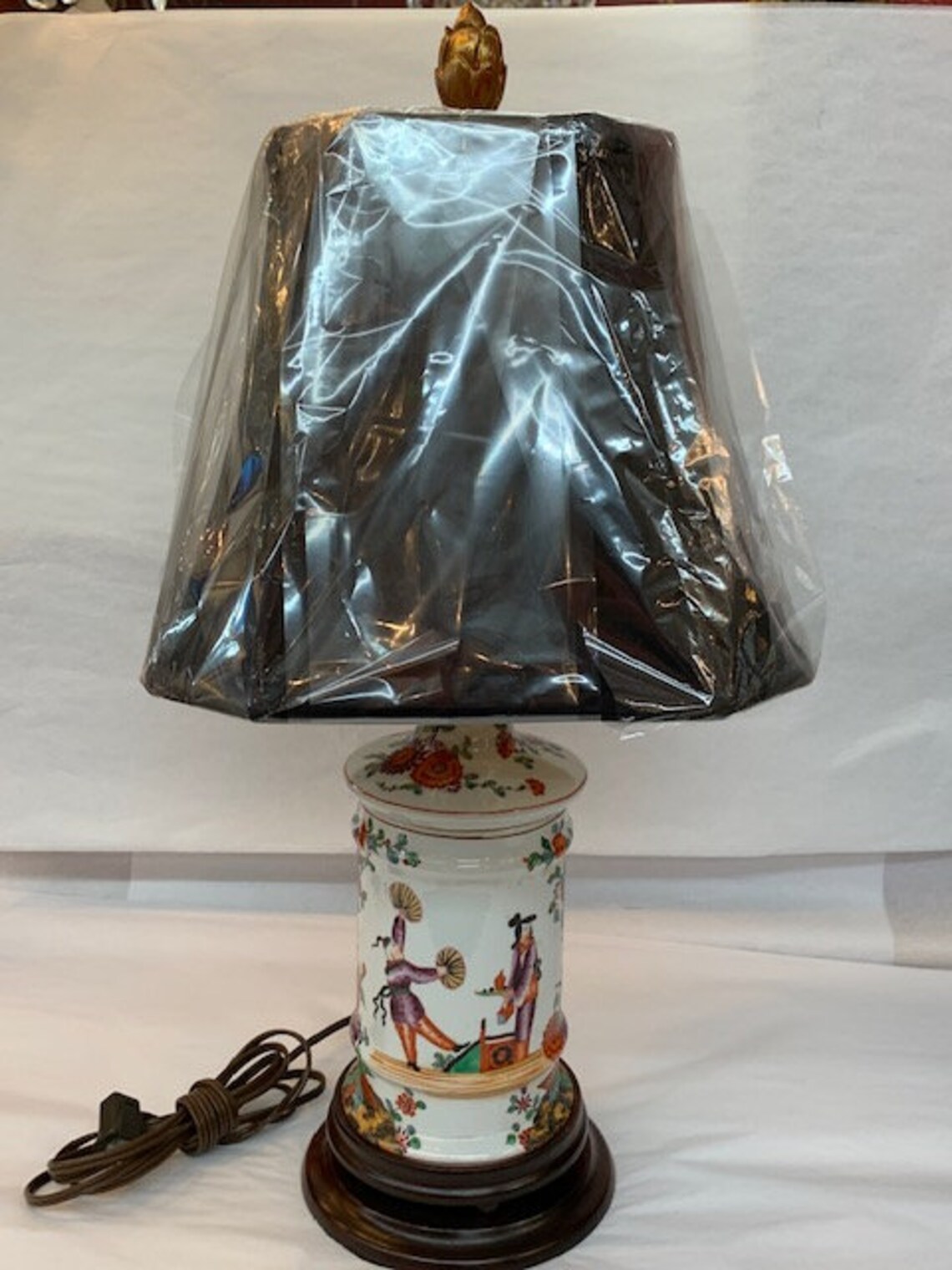 Vintage Porcelain Chinoiserie Table Lamp with Custom Shade and Etsy