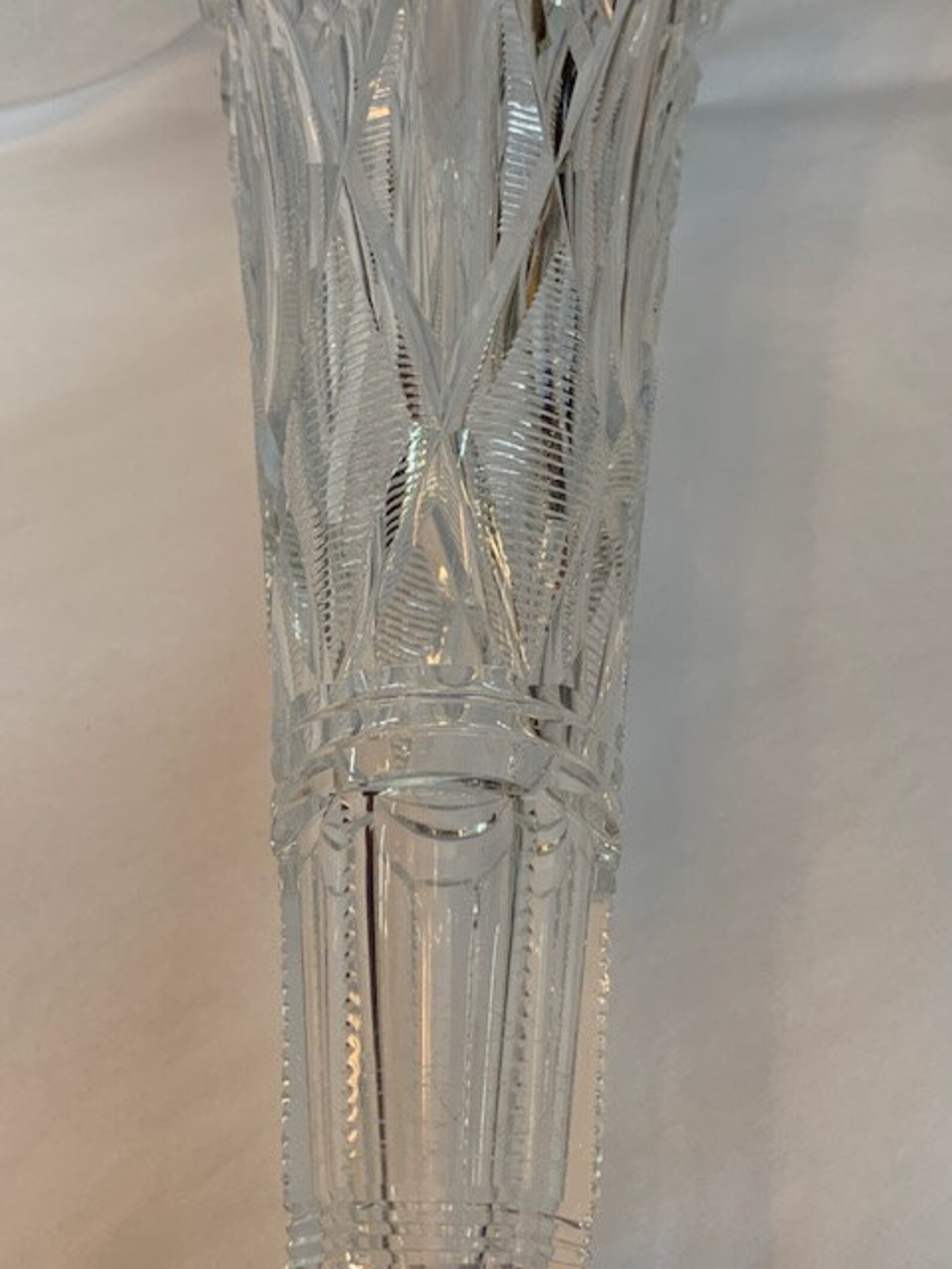 Vintage Hand Cut Crystal Trumpet Vase Etsy