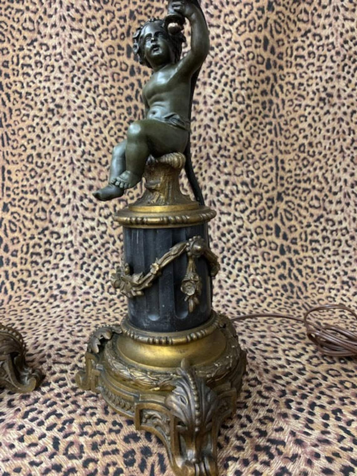 Antique Bronze Cherub Lamps Etsy