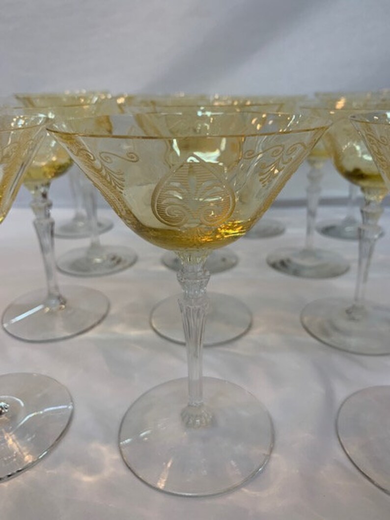 Antique Fostoria Cocktail Glasses in the Yellow Trojan Etsy