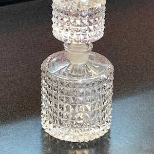 Elegant Vintage Hand Cut Crystal Perfume Bottle with Original Stopper, Circa 1930's