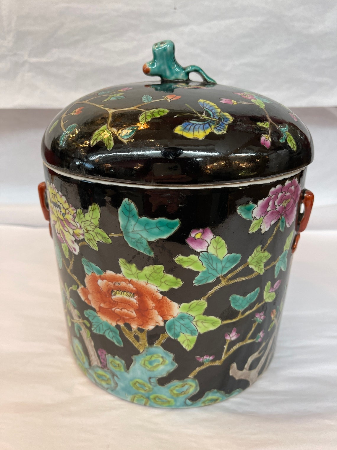 Pair of Vintage Chinese Covered Jars Hand Made and Hand Etsy