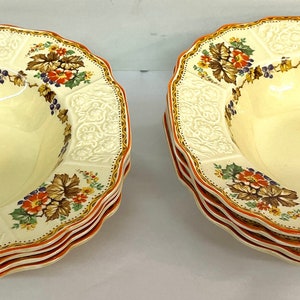 Set of 8 Vintage Fine English Bone China Large Rimmed Soup Bowls Made ...