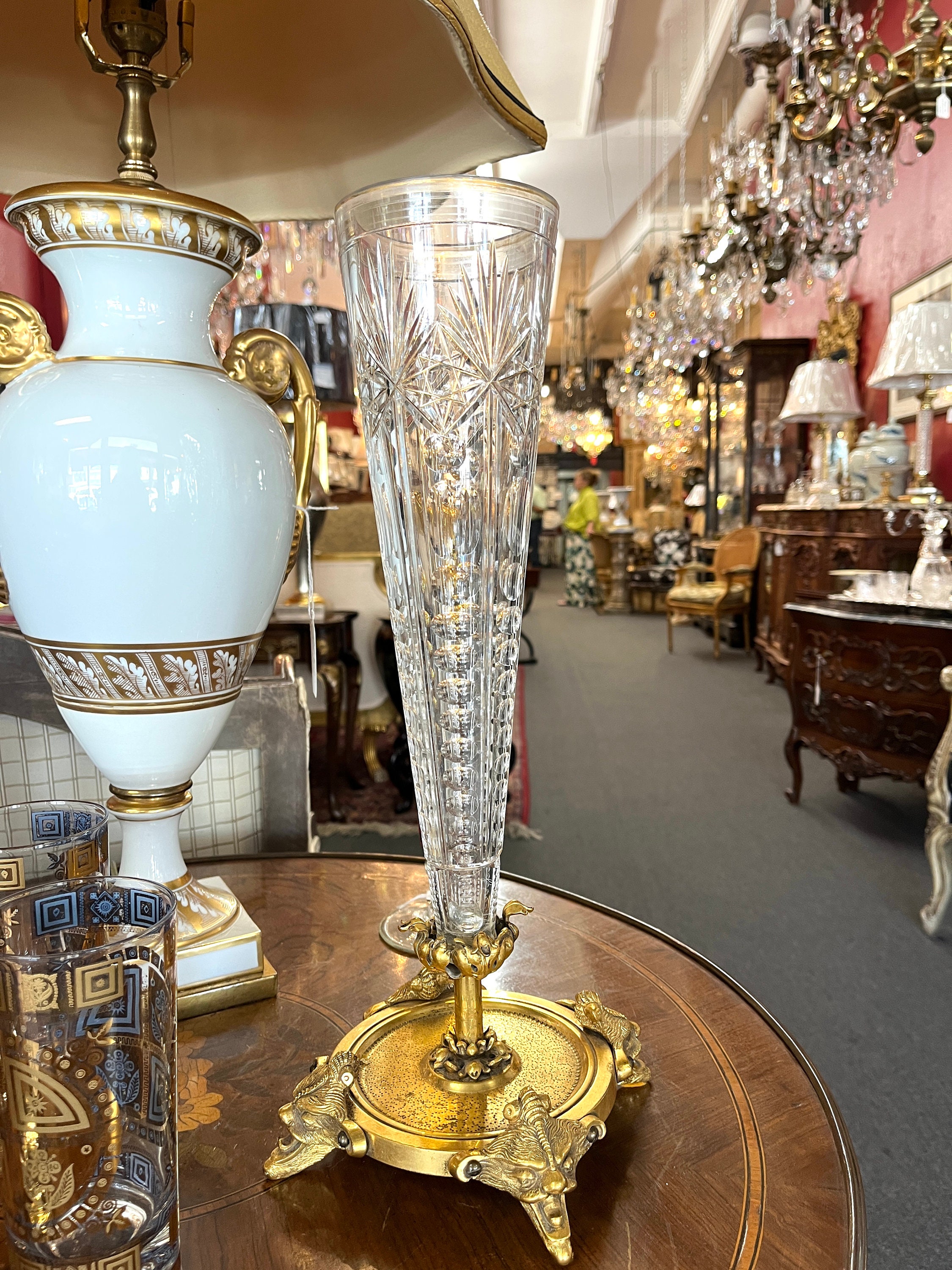 Antiqued Gold Hinged Glass Vase Industrial Vase Rustic Flower Vase  Apothecary Vase Vintage Flower Vase Winter Wedding Decor 