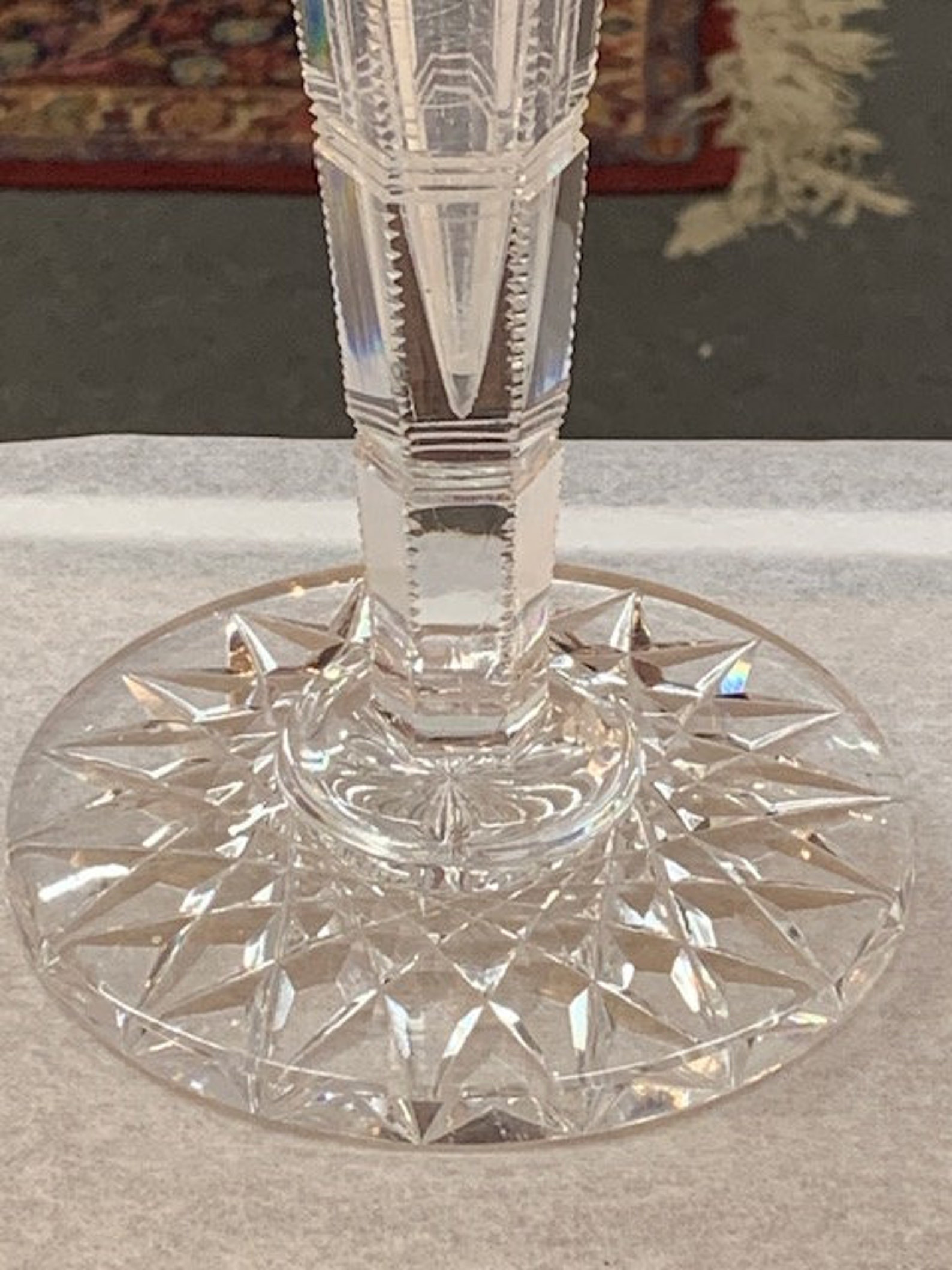 Vintage Hand Cut Crystal Trumpet Vase Etsy