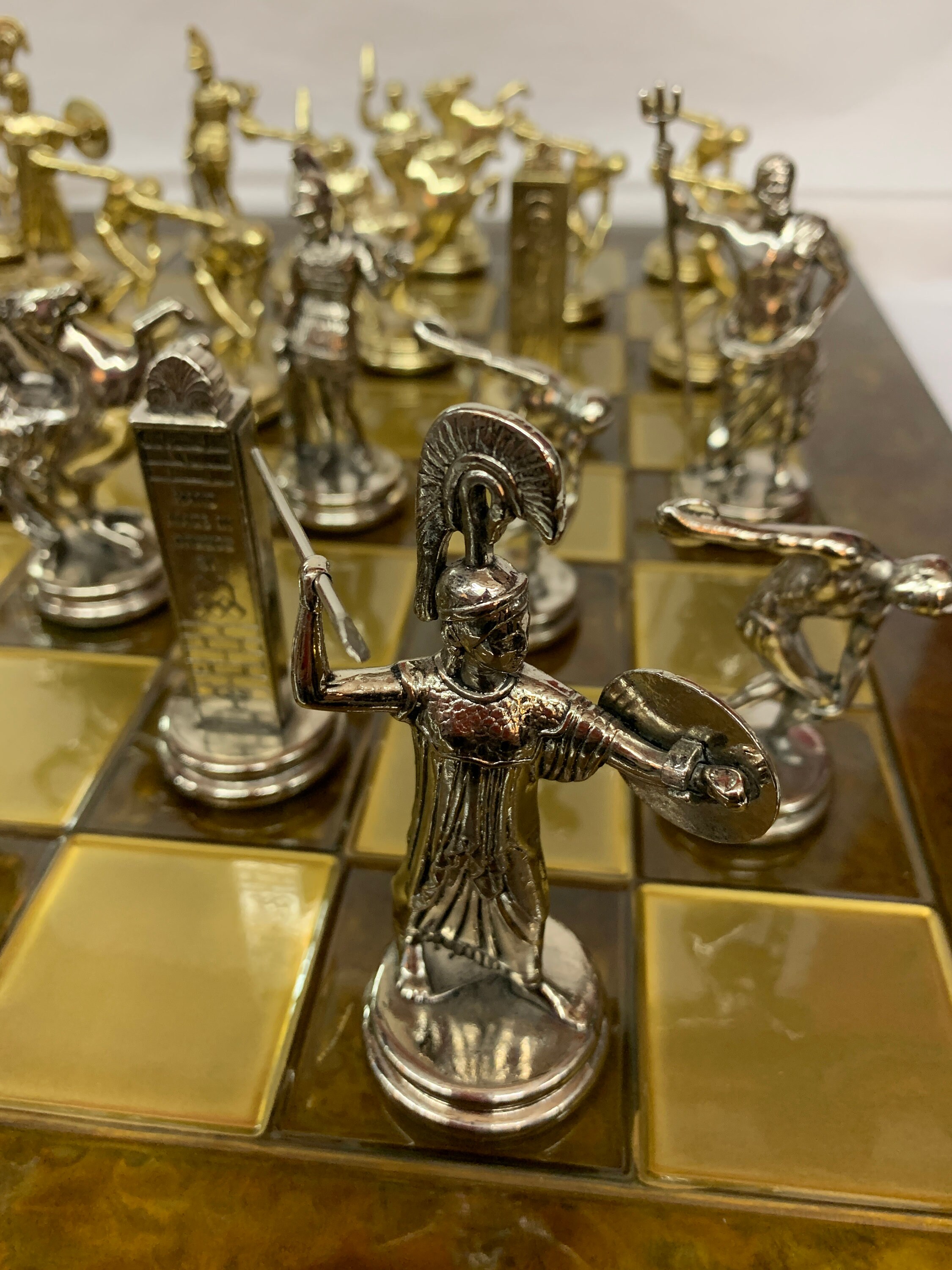 Italian Chess Set, Large Handmade Board, Chess Pieces Fashioned as