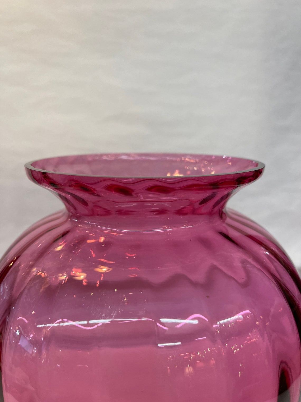 Vintage Hand Blown Cranberry Fluted Glass Tall Vase Etsy