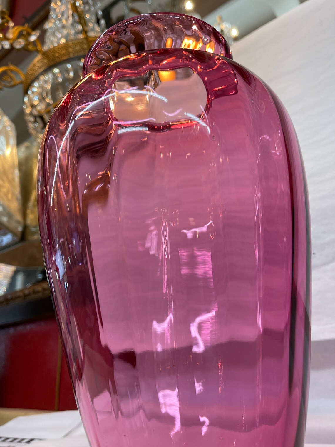 Vintage Hand Blown Cranberry Fluted Glass Tall Vase Etsy