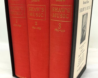 Vintage Collection of 3 Hardback Volumes by George Bernard Shaw, "Shaw's Music," Published by Dodd Mead in 1981 with Hardback Case
