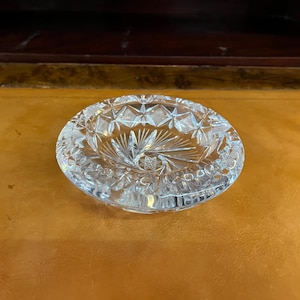 Large Vintage Hand Cut Crystal Cigar Ashtray in Perfect Condition, Heavy Lead Crystal, Gift for Men, 6.25&quot; in Diameter