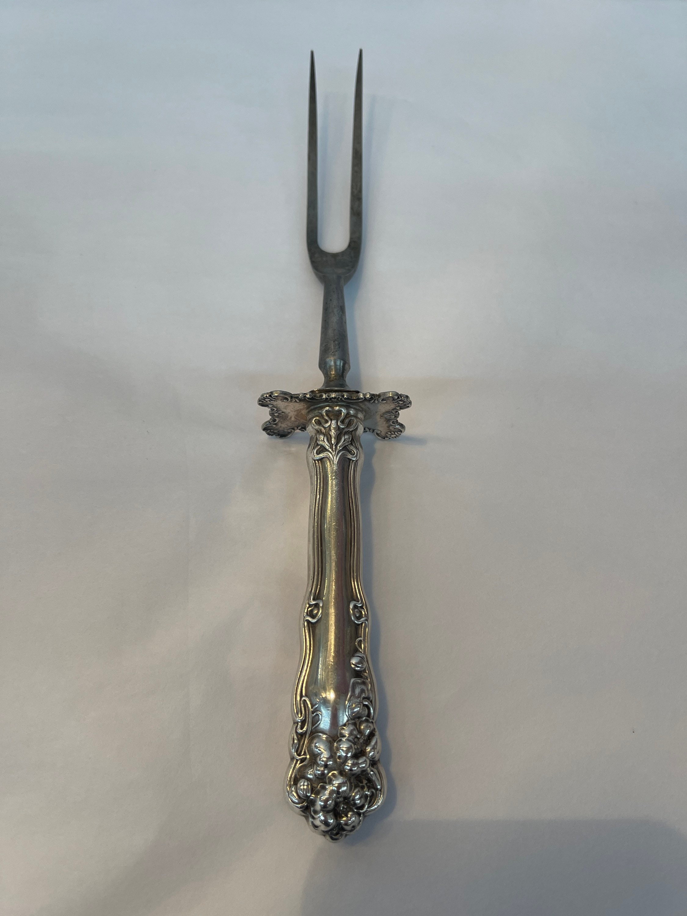 Antique Art Nouveau Silver Meat Carving Set, Consisting of Carving Knife, Meat Fork and Knife