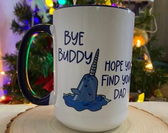 Elf Mr. Narwhal Mug, elg mug, holiday movie mug, christmas movie, christmas mug, elf coffee mug