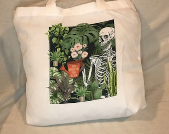 Plant Skeleton Tote Bag , Skeleton, tote bag, polyester tote bag, plant bag