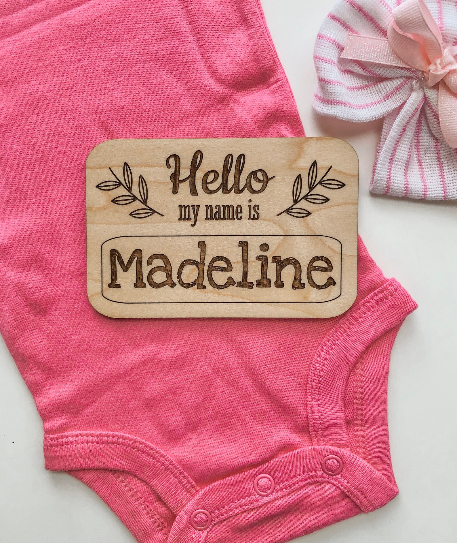 Hello My Name Is Baby Name Tag Custom Baby Name Sign Etsy