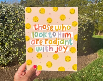 Stralend met vreugde kunstprint / woondecoratie / christelijk decor / muurdecoratie / 8 x 10 print / fysieke print