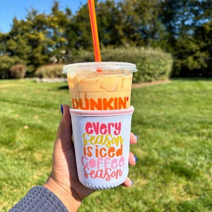 Iced Coffee Season Drink Sleeve / Iced Coffee Drink Sleeve / Cup Cozie / Beverage Sleeve / Neoprene Drink Sleeve