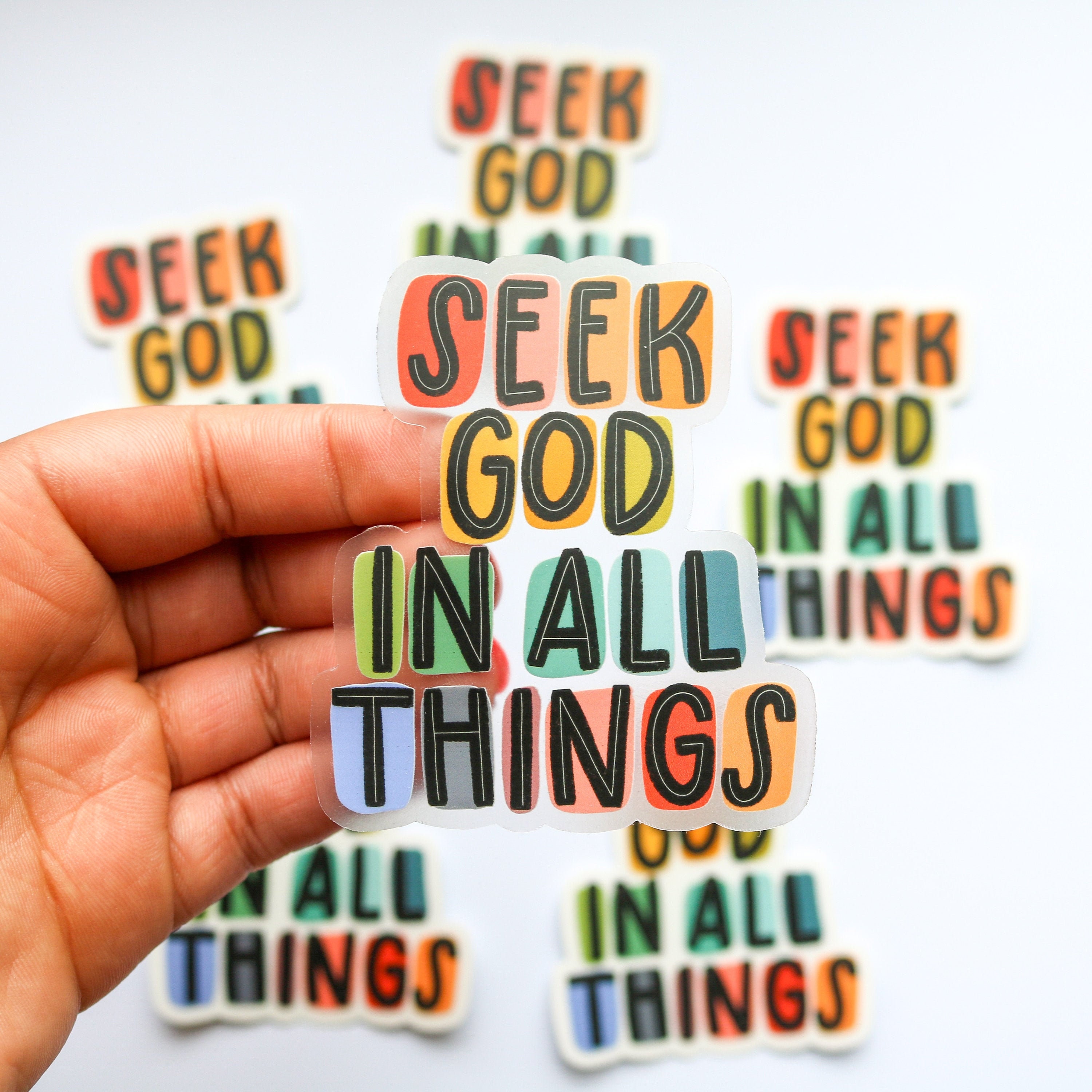 Zoek God in alles wat met sticker te maken heeft