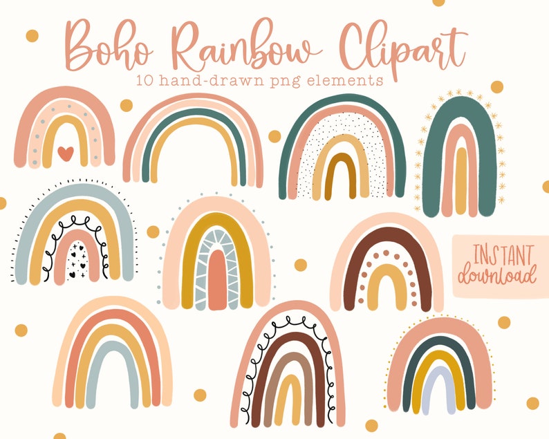 Download PNG Boho Rainbow Clipart / PNG Files / Instagram Stickers ...