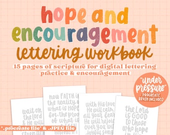 Hoop en aanmoediging Schriftteksten werkboek voor voortplanting / Digitale download / Belettering oefenen / iPad-belettering / Voortplantingspenseel