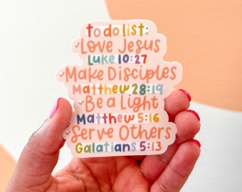 Sticker Christelijke takenlijst / waterdichte sticker / vinylsticker