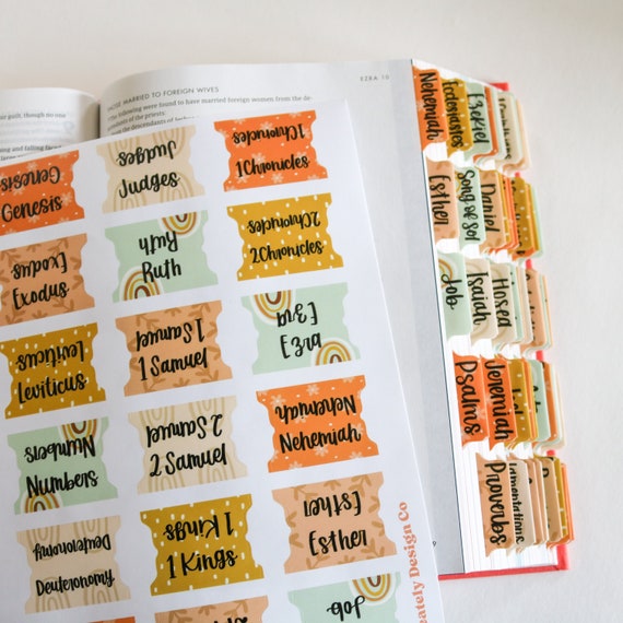 Boho Bible Tabs / Matte Laminated and Self-Adhesive / Bible Journaling / Peel and Stick Tabs / Matte Bible Tabs