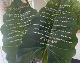 Extra large tropical Leaf Bar/Food Menu