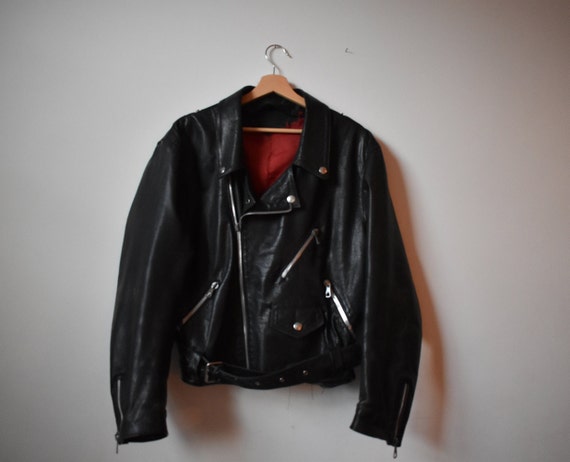 Genuine 1970s leather biker jacket M/L